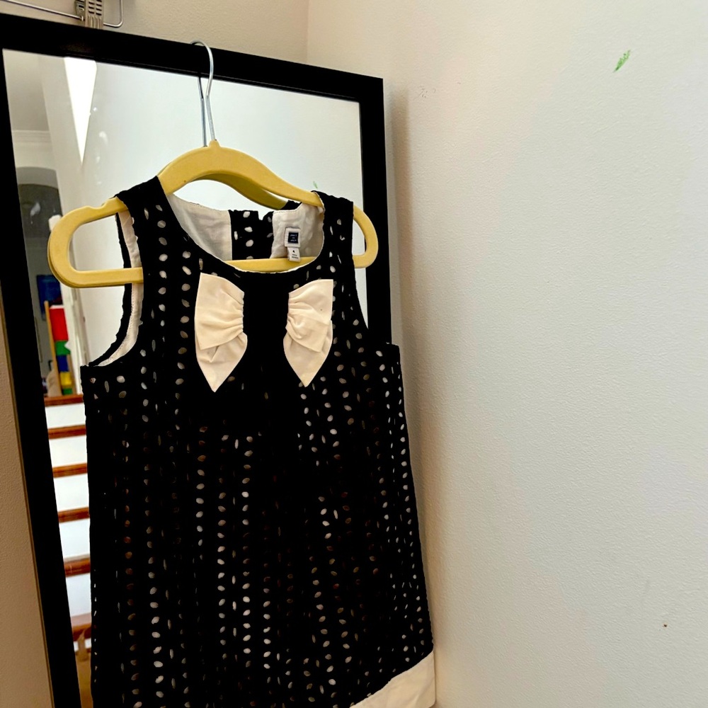 Janie and Jack Black Eyelet Dress with Cream Bow